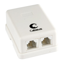 Cabeus WS-6P4C-TEL-2 Розетка телефонная RJ-12(6P4C), двойная, внешняя, белая