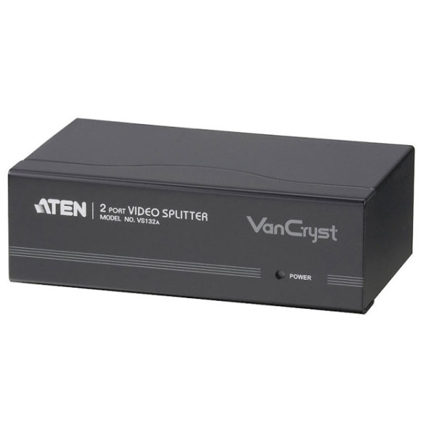 ATEN VS132A-A7-G Разветвитель, электрон,, SVGA, 1> 2 монитора 450MHz, 65 метр,, F>M, без шнуров, Б,П, 220> 5V, (2048*1536 60Hz)