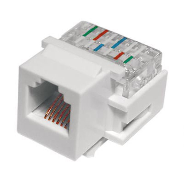 Hyperline KJ1-6P6C-C2-90-WH Вставка Keystone Jack, RJ-12(6P6C), IDC(Toolless)Модуль Keystone Jack 6P6C RJ-12 (телефонный)