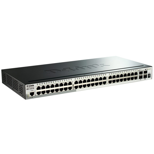 D-Link DGS-1510-52/A1A Управляемый стекируемый коммутатор SmartPro с 48 портами 10/100/1000Base-T, 2 портами 1000Base-X SFP и 2 портами 10GBase-X SFP+