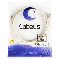 Cabeus PC-UTP-RJ45-Cat.5e-3m-WH Патч-корд UTP, категория 5e, 3 м, неэкранированный, белый