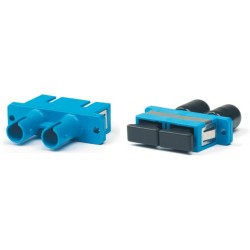 Hyperline DST-DSC-MM Проходной адаптер ST-SC duplex, MM (для многомодового кабеля), корпус пластмассовый, (голубой)