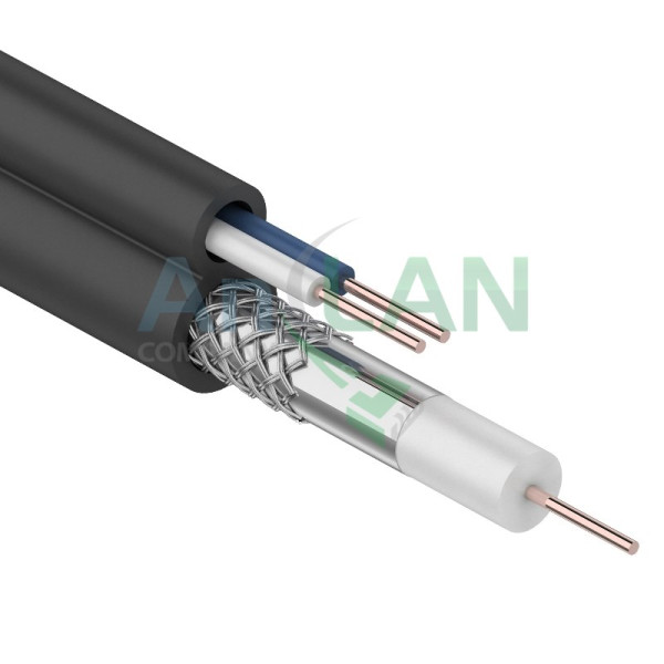 REXANT 01-4002 Кабель для видеонаблюдения ККСВ-П + 2х0.5мм., 100м., черный