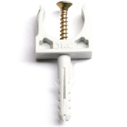 DKC / ДКС 51320 CT20 диаметр 20 мм Держатель с защелкой и дюбелем, в комплекте с винтом, нейлон, цвет серый RAL 7035