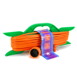 Power Cube PC-L1-R-25 Удлинитель на рамке, 10А., 1 розетка, 25 м., 2*1.00мм2, оранжевый