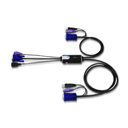 ATEN CS52-A7 Переключатель, электрон., KVM, 1 user PS/2+ MOUSE USB+VGA => 2 cpu PS/2+MOUSE USB+VGA, со встр,шнурами USB 2x1,2м,, 1600x1200, настол,, исп,стандарт,шнуры, без OSD, некаскад