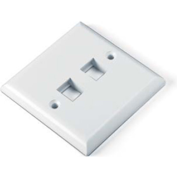 Hyperline FP-E-2-WH Лицевая панель 86х86мм для 2-х вставок типа Keystone Jack, европейский стандартЛицевые панели, европейский стандарт
