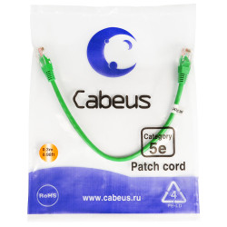 Cabeus PC-UTP-RJ45-Cat.5e-0.3m-GN Патч-корд UTP, категория 5e, 0.3 м, неэкранированный, зеленый
