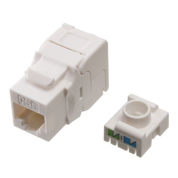 Cabeus KJ-RJ45-Cat.5E-180-Tooless Вставка Keystone Jack RJ-45(8P8C), 180 градусов, категория 5e, без инструмента Toolless, белая