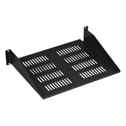 Hyperline TASG1-380-RAL9004 Полка угловая с перфорацией 19, 1U, ширина 444 мм, глубина 381 мм, цвет черный (RAL 9004)