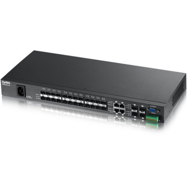 ZyXEL MES3500-24F Управляемый коммутатор L2+ Metro Ethernet с 24 SFP-слотами 100BASE-X и 4 портами Gigabit Ethernet совмещенными с SFP-слотами