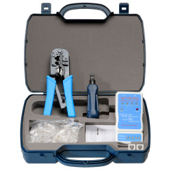 Cabeus HT-K3044 Набор инструментов (инструмент обжимной для RJ-45, RJ-12, инструмент для заделки витой пары 110 типа, обрезка, зачистка, тестер)