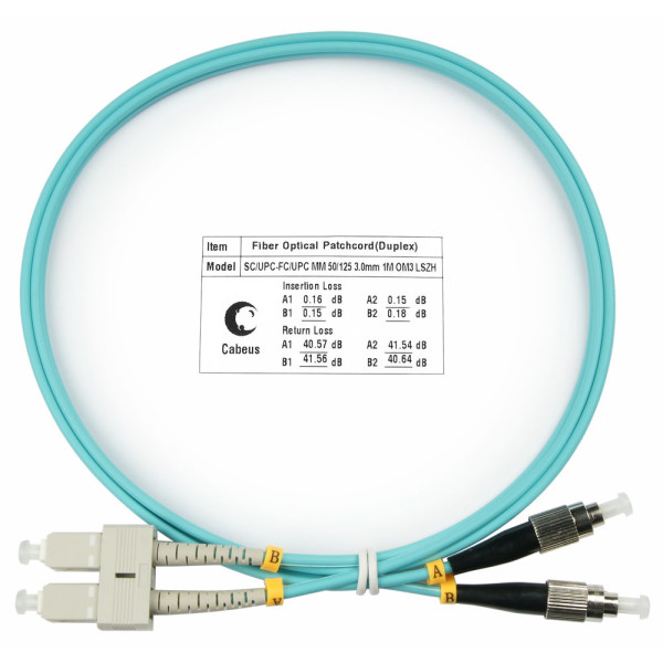 Cabeus FOP-50-SC-FC-1m Шнур оптический duplex SC-FC 50/125 mm OM3 1м LSZH