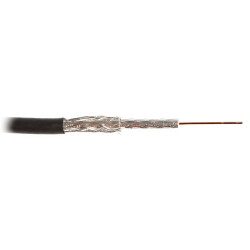 Hyperline COAX-RG6-500 Кабель коаксиальный RG-6, 75 Ом (ТВ, SAT, CATV), жила - 18 AWG (1.02 mm, омедненная сталь), общий диаметр 6.9мм, PVC, черный (бухта 500 м)