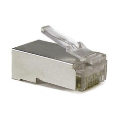 Hyperline PLUG-8P8C-U-C6-SH-100 Разъем RJ-45(8P8C) под витую пару, категория 6 (50 µ/ 50 микродюймов), экранированный, универсальный (для одножильного и многожильного кабеля) (100 шт)