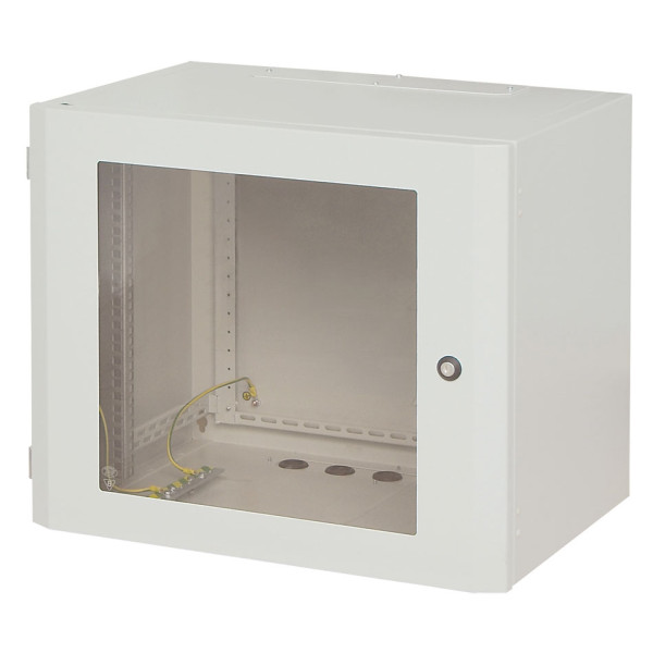 (Акция) ZPAS WZ-0750-S1-11-011 Шкаф настенный 19-дюймовый (19), серия SWJ, 4U, 248x600х300, со стеклянной дверью в стальной раме, цвет серый (RAL 7035) (SWJ-011-2) (собранный)19 настенные шкафы серии SWJ