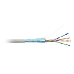 Hyperline FUTP4-C5E-S24-IN-LSZH-GY-305 (FTP4-C5E-SOLID-LSZH-GY-305) (305 м) Кабель витая пара F/UTP, категория 5e, 4 пары (24 AWG), одножильный (solid), экран - фольга, LSZH, нг(С)-HF, –20°C – +75°C, серый - гарантия: 15 лет компонентная; 25 лет сист..