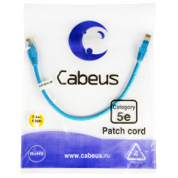 Cabeus PC-UTP-RJ45-Cat.5e-0.3m-BL Патч-корд UTP, категория 5e, 0.3 м, неэкранированный, синий
