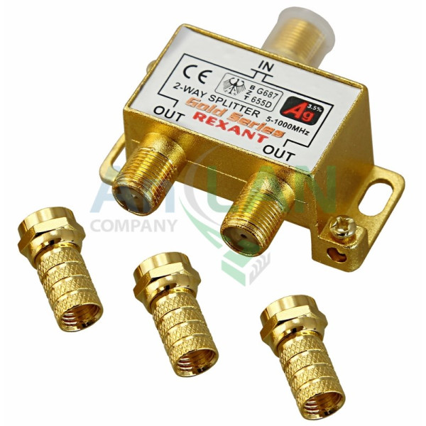 REXANT 05-6101-1 ДЕЛИТЕЛЬ ТВ краб x 2 + 3шт. F BOX 5-1000 МГц GOLD