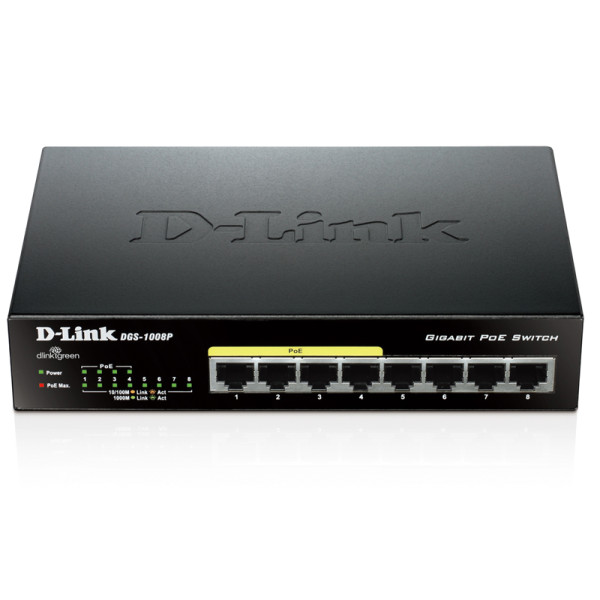 D-Link DGS-1008P/B1A/C1A Неуправляемый коммутатор с 8 портами 10/100/1000Base-T (4 порта с поддержкой PoE) и функцией энергосбережения D-Link DGS-1008P/B1A/C1A Неуправляемый коммутатор с 8 портами 10/100/1000Base-T (4 порта с поддержкой PoE) и функцией энергосбережения