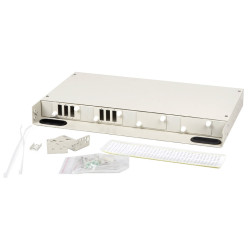 Hyperline FO-19BOX-12SC Бокс оптический 19 на 6 дуплексных SC проходных адаптеров со сплайс-пластиной (c КДЗС, без пигтейлов и проходных адаптеров)