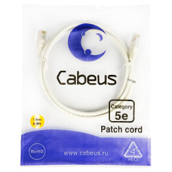 Cabeus PC-UTP-RJ45-Cat.5e-1.5m-WH Патч-корд UTP, категория 5e, 1.5 м, неэкранированный, белый