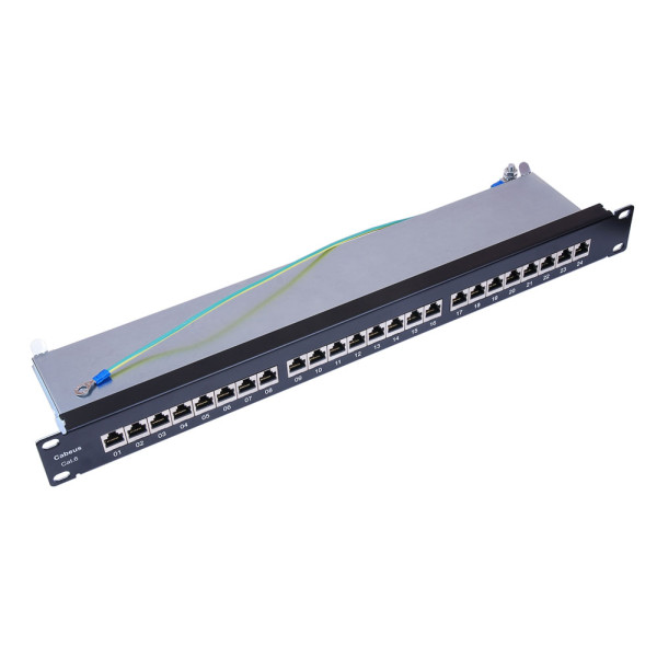 Cabeus PL-24-Cat.6-SH-Krone IDC Патч-панель 19 (1U), 24 портов RJ-45, категория 6, полностью экранированная, с задним кабельным организатором
