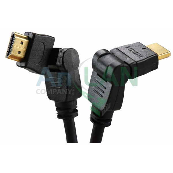 REXANT 17-6204-3 Шнур HDMI - HDMI gold 2М с фильтрами угловой 360°