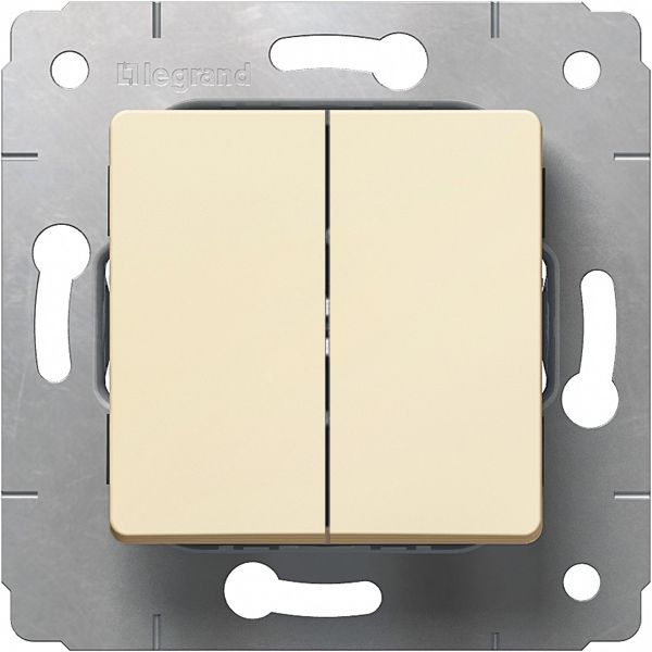 LEGRAND 773758 Выключатель 2-клавишный, 10АХ, 250В, слоновая кость, Cariva
