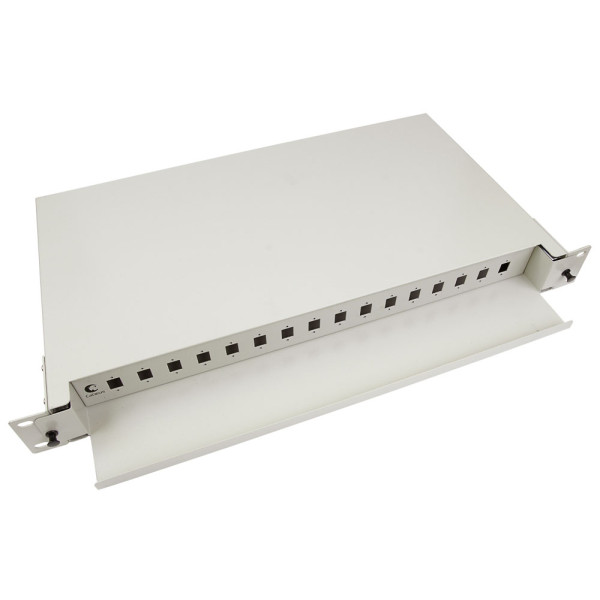 Cabeus ODF-19-16-SC Кросс бокс оптический 19 на 16 SC (LC duplex) со сплайс пластиной, выдвижной (без пигтейлов и проходных адаптеров)