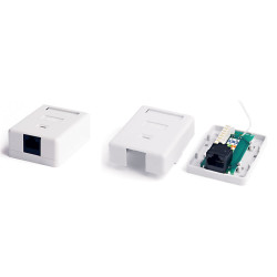 Hyperline SB2-1-8P8C-C5e-WH Розетка компьютерная RJ-45(8P8C), категория 5e, одинарная, внешняя, Dual IDCРозетки RJ-45, категория 5е, тип 2