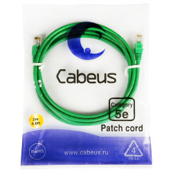 Cabeus PC-UTP-RJ45-Cat.5e-2m-GN Патч-корд UTP, категория 5е, 2 м, неэкранированный, зеленый
