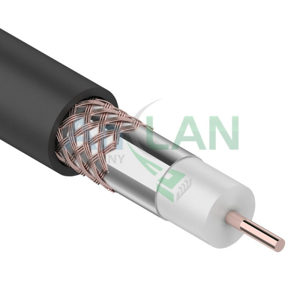 REXANT 01-2232 Кабель RG-6U+CU, (64%), 75 Ом, 305м., черный OUTDOOR