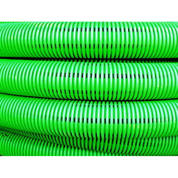 DKC / ДКС 140911-8K Труба двустенная гибкая гофрированная дренажная, класс SN8, перфорация 360, цвет зеленый, внешний диаметр 110 мм