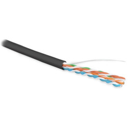 Hyperline UUTP4-C5E-S24-OUT-LSZH-BK-500 (500 м) Кабель витая пара, неэкранир. U/UTP, кат. 5e, 4 пары (24 AWG), одножильный (solid), внешний, LSZH нг(С)-HF, -40°C-+75°C, черный - гарантия: 15 лет компонентная