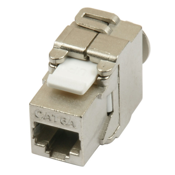 Cabeus KJ-RJ45-Cat.6A-SH-180-Tooless Вставка Keystone Jack RJ-45(8P8C), 180 градусов, категория 6A, полный экран, без инструмента Toolless, белая