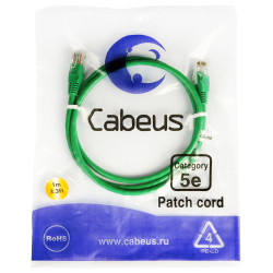 Cabeus PC-UTP-RJ45-Cat.5e-1m-GN Патч-корд UTP, категория 5е, 1 м, неэкранированный, зеленый