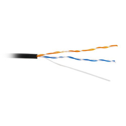 Hyperline UUTP2-C5-S24-OUT-PE-BK-500 (UTP2-C5E-SOLID-OUTDOOR-40-500) (500 м) Кабель витая пара, неэкранированная U/UTP, категория 5, 2 пары (24 AWG), одножильный (solid), внешний, PE, -40°C – +60°C, черный