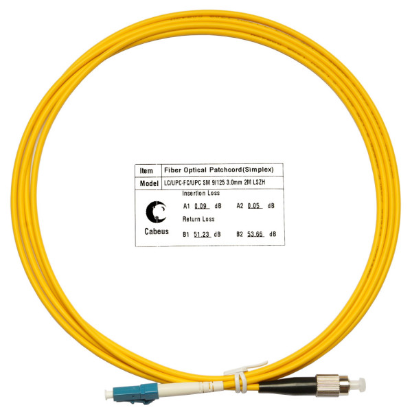 Cabeus FOP(s)-9-LC-FC-2m Шнур оптический simplex LC-FC 9/125 sm 2м LSZH