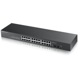 ZyXEL GS1100-24 24-портовый коммутатор Gigabit Ethernet с 24 разъемами RJ-45 из которых 2 совмещены с SFP-слотами