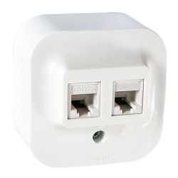LEGRAND 782221 Розетка двойная RJ11 + RJ45 кат. 5e - UTP, белая, Quteo