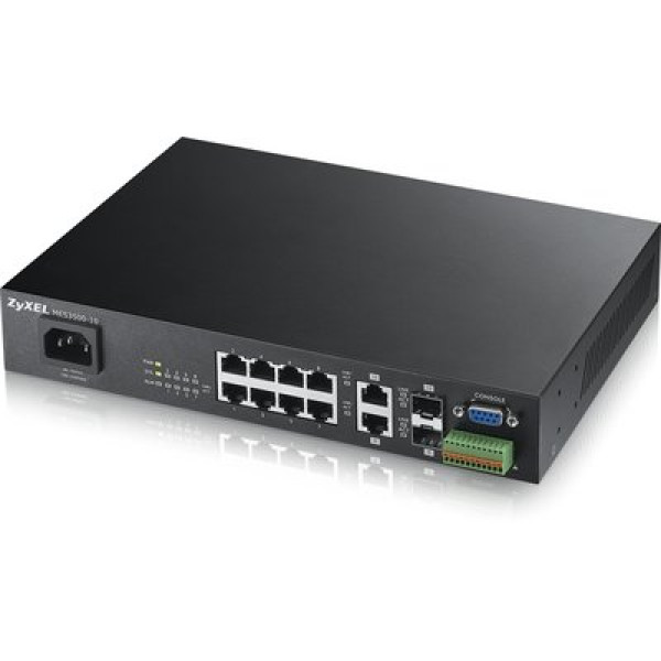 ZyXEL MES3500-10 8-портовый управляемый коммутатор L2+ Metro Fast Ethernet с 2 портами Gigabit Ethernet совмещенными с SFP-слотами