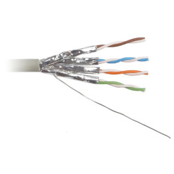 Hyperline UFTP4-C6-S23-IN-LSZH-GY-500 (STP4-C6-SOLID-INDOOR-LSZH-500) (500 м) Кабель витая пара, экранир. U/FTP, кат. 6, 4 пары (23 AWG), одножил. (solid), кажд.пара в фольге, LSZH, нг(С)-HF, –20°C–+60°C, серый-гарантия: 15 лет компон.