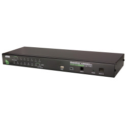 ATEN CS1716i-AT-Gi Переключатель, электрон., KVM, 1 local user PS2+VGA+1 IP user => 16 cpu PS2/USB+VGA, со шнурами USB 2х1.8м., 1600x1200 удал.конс/2048x1536 локал.конс, 1U 19, исп.спец.шнуры, OSD, каскад. до 256, (USB hub 1.1;шифров. RC4 128bit)
