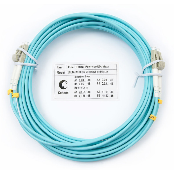 Cabeus FOP-50-LC-LC-5m Шнур оптический duplex LC-LC 50/125 mm OM3 5м LSZH