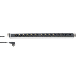 Hyperline SHT-12SH-2IEC-2.5EU Блок розеток, 12 розеток + 2 х IEC320 C13, 16 A, шнур 2.5м (734 x 44.4 x 44.4 мм)Блоки розеток Hyperline