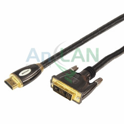 REXANT 17-6605 Шнур Luxury HDMI - DVI-D gold 3М шелк золото 24к с фильтрами (блистер)