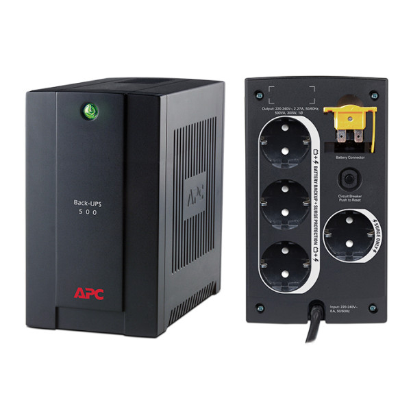 APC BC500-RS Источник бесперебойного питания Back-UPS 500VA на 300 Вт/500 В·А, 4 розетки Schuko CEE 7, 230 В