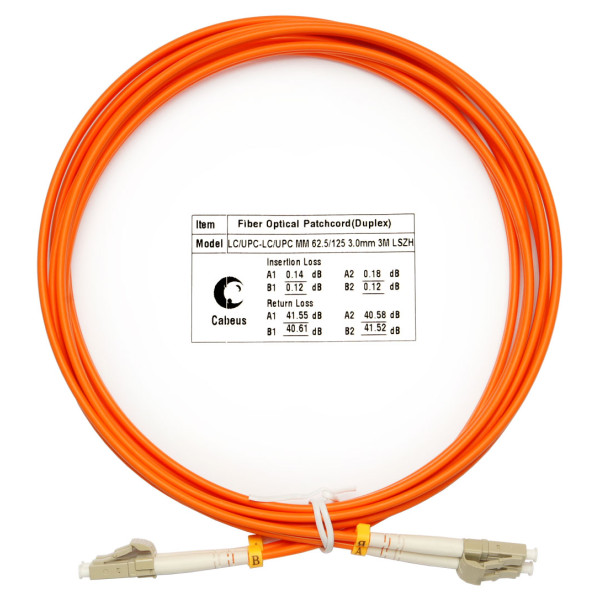 Cabeus FOP-62-LC-LC-3m Шнур оптический duplex LC-LC 62,5/125 mm 3м LSZH