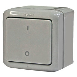 LEGRAND 782339 Выключатель двухполюсный, серый, IP44, Quteo